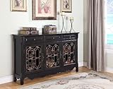 Powell Furniture 3-Door Scroll Console in Hand Painted Black Pewter
