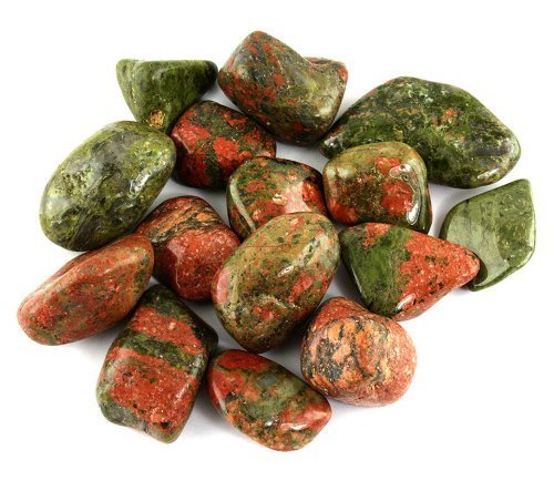 Crystal Allies Materials: 1/2lb Bulk Tumbled Unakite Jasper Stones from South Africa - Large 1" Polished Natural Crystals for Reiki Crystal Healing *Wholesale Lot*