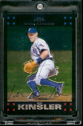 2007 Topps Chrome #43 Ian Kinsler Texas Rangers Baseball Card - Mint Condition - Shipped In Protective Display Case !