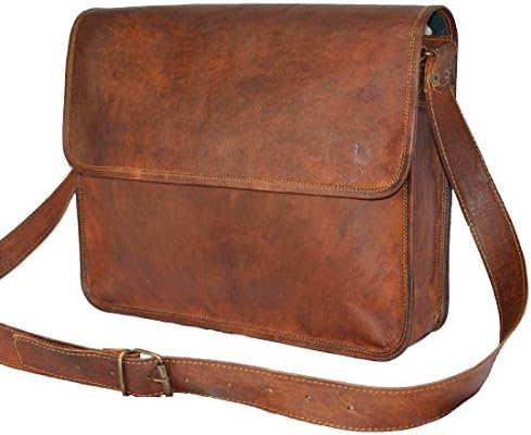 HIDE 1858 TM Genuine Leather Messenger Cum Backpack Dark Tan 15"