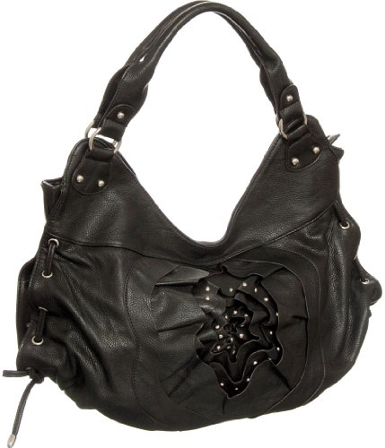 Black Large Abstract Flower Hobo