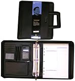 Franklin Covey Genuine Leather Briefcase with Zipper & 3-Ring Binder #753975 in Black