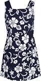 Short Tank Dress - Women's Classic Hibiscus Square Neck Hawaiian Aloha A Line Dress - Regular and Plus Size