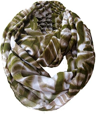 Sexyinlife Multicolor Abstract Paisley Printed Infinity Loop Circle Scarf Army Geen