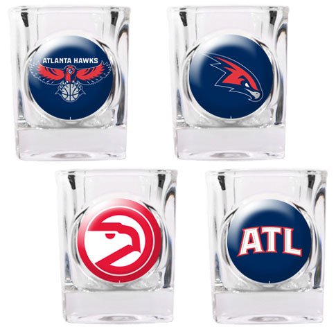 NBA Atlanta Hawks Four Piece Square Shot Glass Set (Individual Logos)