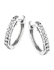 14k White Gold 0.13 Ctw Huggie Diamond Earrings