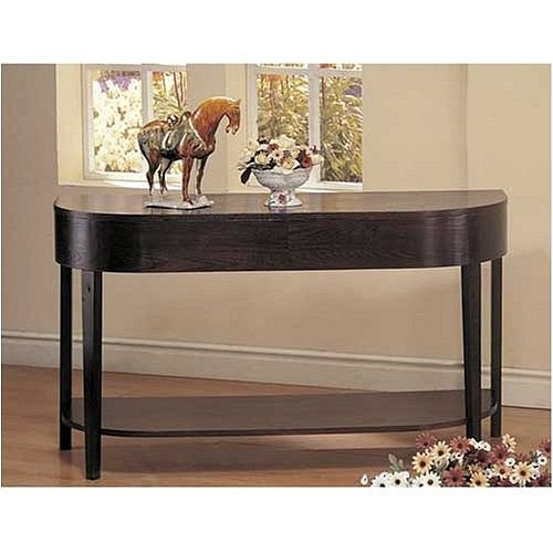Cappuccino Finish Wood Curved Design Occasional Sofa Table By Coaster Furniture