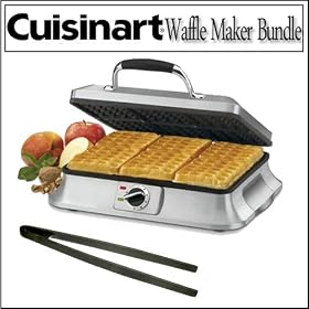 Cuisinart WAF-6 Traditional 6-slice Waffle Maker With Black Silicone Tongs by 