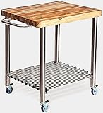 Proteak 2.5" Thick Teak Face Grain Cart w/ Stainless Legs #713