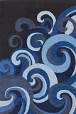 Momeni Lil Mo Hipster Surf Blue Waves Scrolls Contemporary 2' x 3' Rug LMT-1