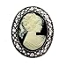 Acosta Brooches - Black & Ivory Cream Ladies Cameo Brooch - Vintage Style