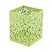 Light Green Hollow Rose Flower Square Metal Pen Pencil Pot Holder Organizer
