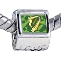 Gold Patrick's Day Theme Photo Love European Charm Bead Celtic Harp - Pandora & Bracelet Compatible
