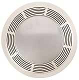 Broan Model 751 Fan/Light, 100 CFM, 3.5 Sones, Round White Grille with Glass Lens
