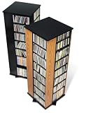 Oak Finish 4-Sided Spinning Multimedia Storage Tower