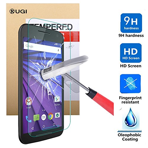 Moto g 3rd generation Screen protector, KuGi Ultra-thin 9H Hardness High Quality HD clear Premium Tempered Glass Screen Protector for Motorala Moto G 3rd Gen 2015 released smartphone (1 Pcs)