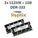1GB Dual Channel Kit Mustang / Hynix original 2 x 512 MB 200 pin DDR-333 (PC-2700) SO-DIMM double side f�r DDR1 Notebooks