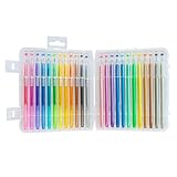 VIBRANT COLORS 24 Gel Pens For Adult Coloring Books, 12 Glitter & 12 Metallic Colors!