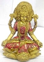 Metallic Gold Laxmi Hindu Goddess Of Wealth Statue