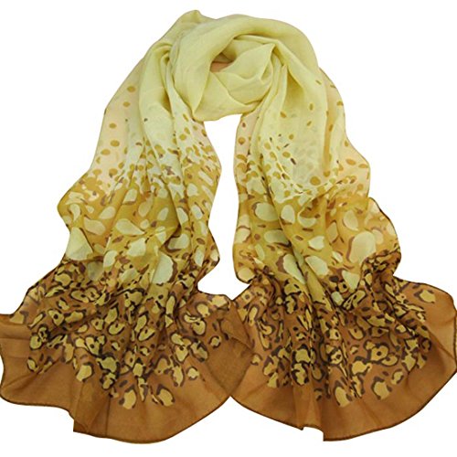 Tonsee Gradual Change Color Long Chiffon Wraps Shawl Soft Scarves Beige