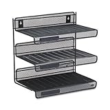 ROLODEX / ROL22341 / Mesh Three-Tier Letter Size Desk Shelf, 12-1/2w x 9-1/4d x 12-1/2h, BLK / Sold as 1 EA