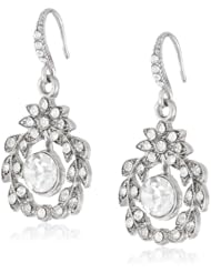 Downton Abbey "Stardust Boxed" Silver Tone Belle Epoch Wreath Dangle Pave Crystal Accents Drop Earrings