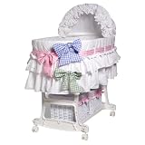 Burlington Baby Bassinet Combo with Baskets And 3 Different Colored Ribbons, White