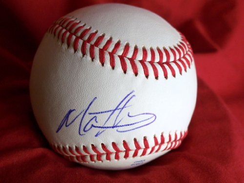 Marcus Thames Autographed ROLB Baseball, Los Angeles Dodgers, Detroit Tigers, New York Yankees, Proof Photo of Marcus Signing for Us.