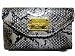 Luxury Designer Patent Leather Case Cover Wallet Pouch Hand Bag Purse Clutch For Apple iPhone 4 4G 4S (White/Black Snake Python)
