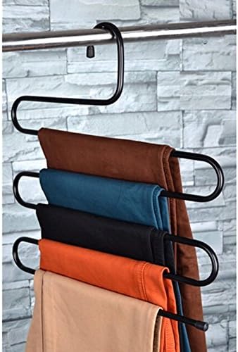 Magic Metal Multi Layer Pants S Hanger Trousers Holder No Slip Closet Hangers Space Saver Clothes Scarf Storage Hanging Rack Black Set of 2