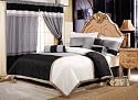 7 Pieces Solid 3 Tone Patchwork Black, Grey, with Beige Comforter Set/ Bed-in-a-bag Queen Size Bedding