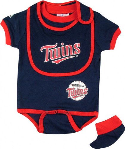 Minnesota Twins Baby Bib and Bootie Creeper Set