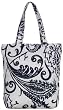 Cotton Canvas Navy Blue and White Paisley Book Bag with Cloth Handles 15"Lx15"H Set/2