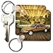 Perkins Designs Cities And Structures - In The City textured graphic design features a car in urban city landscape - Key Chains
