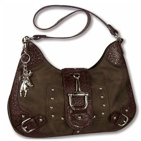 Snaffle Bit and Croc Designed Western Handbag - Brown, Taupe or Khaki