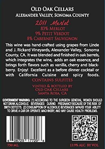 2011 Old Oak Merlot 750 mL