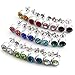 JOVIVI® Stainless Steel 6mm Ear piercing Earrings studs 12 pairs Mixed Colors White Metal