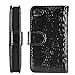 Leegoal(TM) Black Wallet Style Magnetic Flip Textured Crocodile Leather Case with Credit Card / ID Slots for iPhone 4 4s