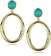 Trina Turk Athena Hoop Gold Earrings In Aqua