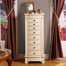 Murphy Eight Drawer Charging Jewelry Armoire in Cream Murphy Eight Drawer Charging Jewelry Armoire in Cream