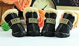 Angel Mall Latest Style DOG Australia Boots Pet Antiskid Shoes Winter Warm Skidproof Sneakers Christmas Gift 4-pcs Set (Elegance Black) (S)