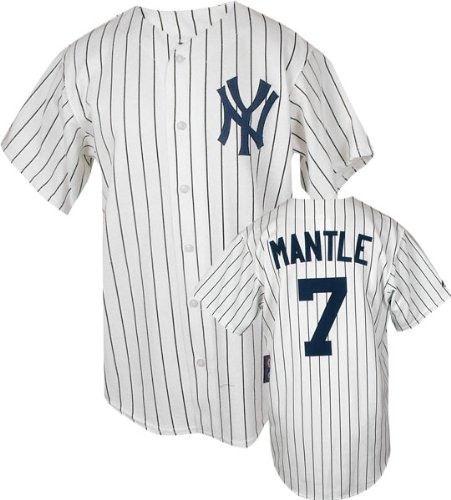 Mickey Mantle New York Yankees Majestic Pinstripe Cooperstown Replica Jersey - M