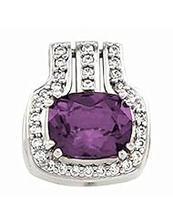 14K White Gold Antique Cushion Cut Amethyst and Diamond Pendant -- LIFETIME WARRANTY