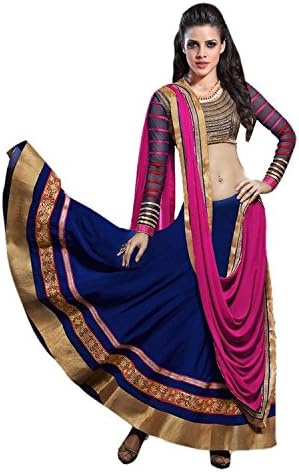 VENU SAREES Women's Fancy Collection Georgette Lehenga Choli One Size Blue