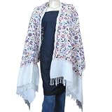 Wool Wraps Kashmir Sozuni Embroidered Shawl 26 x 75 inches