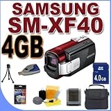 Samsung SMX-F40 Ultra Zoom Camcorder (Red) BigVALUEInc Accessory Saver 4GB SD Card, Case and More!!!