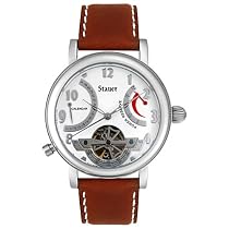 Stauer Men's Automatic Brown Leather Watch #Q35139/BRN