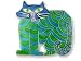 Blue And Green Cat Silver & Enamel Pin