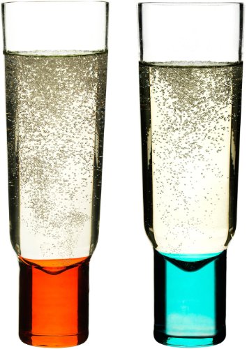 Sagaform Hand-Blown 6-1/8-Ounce Champagne Glasses, Blue/Orange, Set of 2