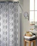 Kitchen & Housewares : Waves Cream With Black Water Repellent Polyester Shower Curtain Including 12 Curtain Rings